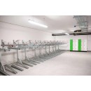 Bike racks and semi vertical bicycle lockers supplied by Larkin Engineering at Fibonacci Square Dublin